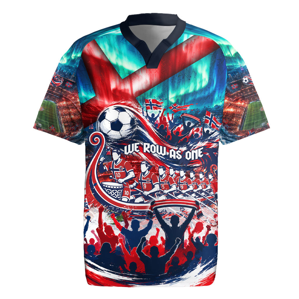 Norway Football Viking Row Rugby Jersey Viking Shield Aurora Borealis Dynamic Art