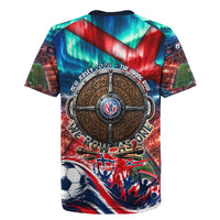 Norway Football Viking Row Rugby Jersey Viking Shield Aurora Borealis Dynamic Art