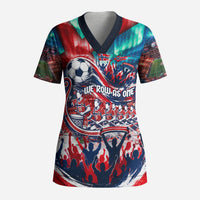 Norway Football Viking Row Scrub Top Viking Shield Aurora Borealis Dynamic Art