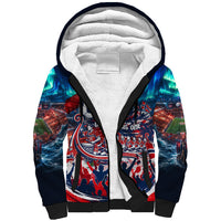 Norway Football Viking Row Sherpa Hoodie Viking Shield Aurora Borealis Dynamic Art