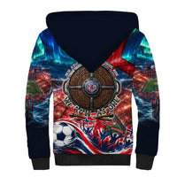 Norway Football Viking Row Sherpa Hoodie Viking Shield Aurora Borealis Dynamic Art
