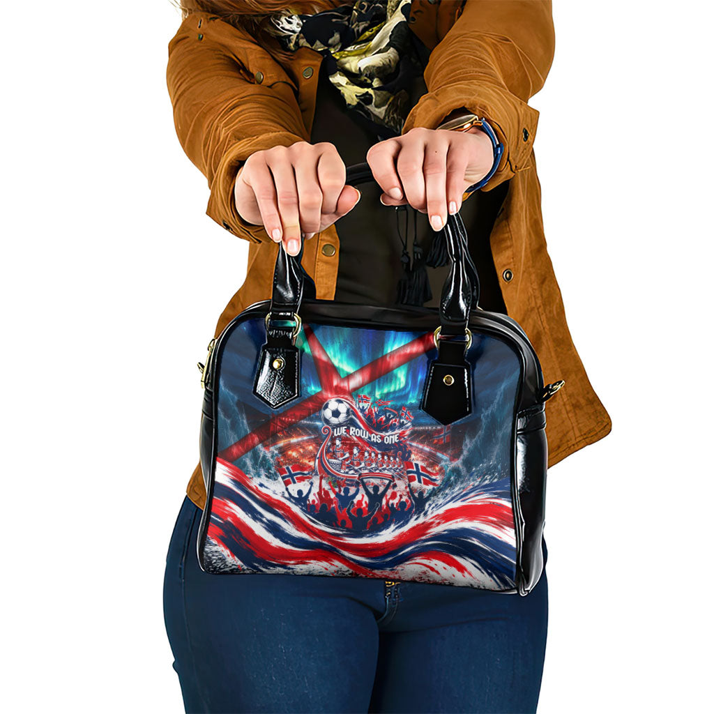 Norway Football Viking Row Shoulder Handbag Viking Shield Aurora Borealis Dynamic Art