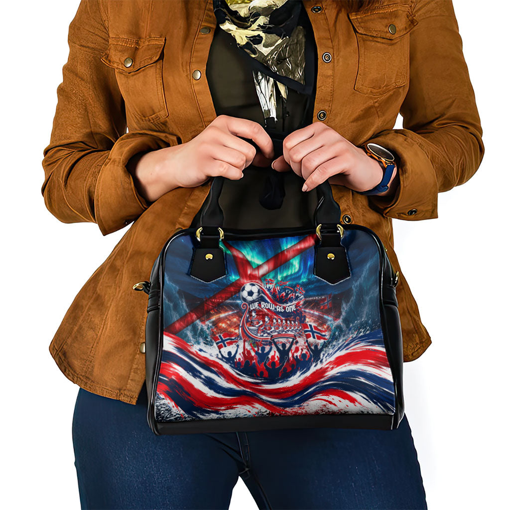 Norway Football Viking Row Shoulder Handbag Viking Shield Aurora Borealis Dynamic Art