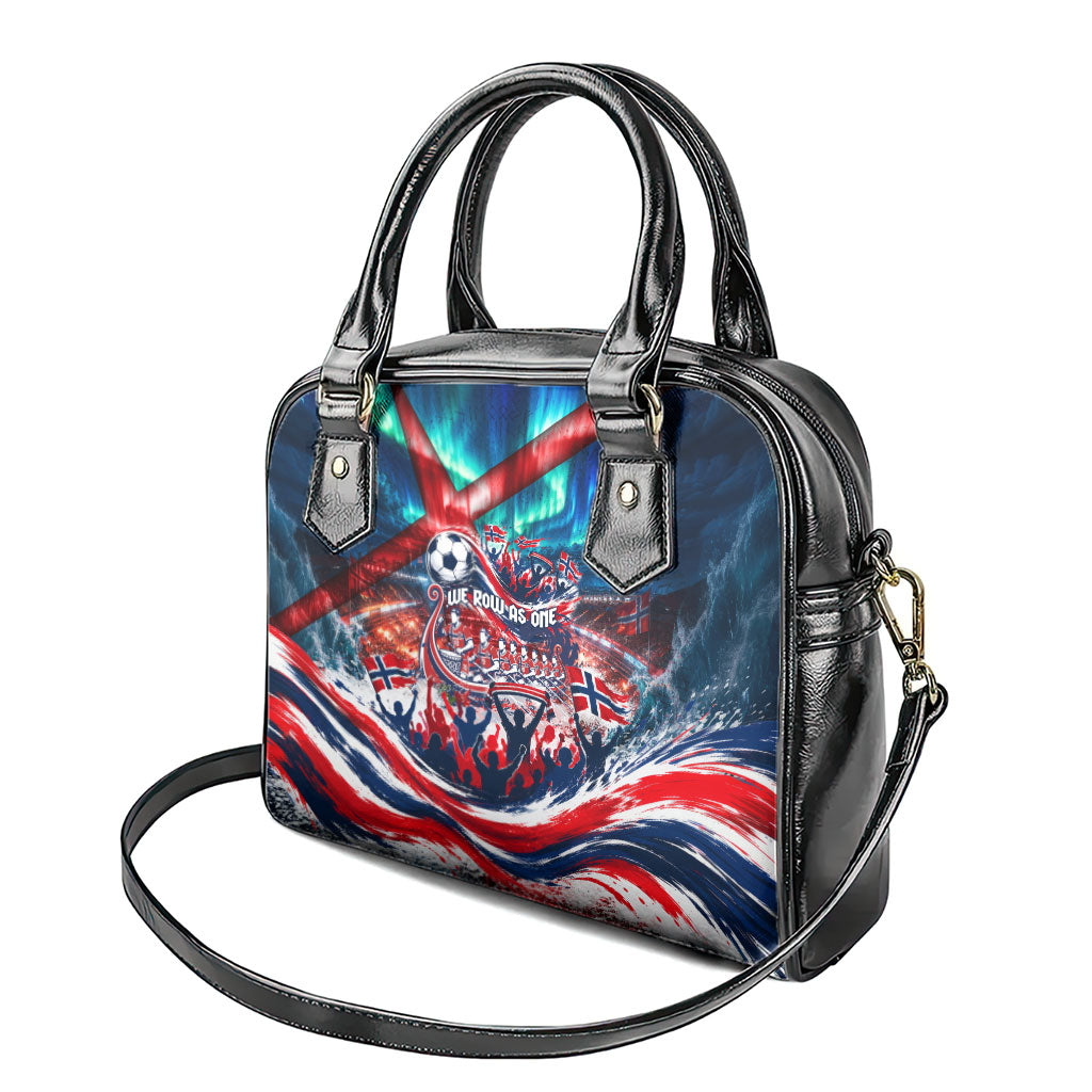 Norway Football Viking Row Shoulder Handbag Viking Shield Aurora Borealis Dynamic Art