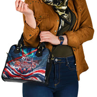 Norway Football Viking Row Shoulder Handbag Viking Shield Aurora Borealis Dynamic Art