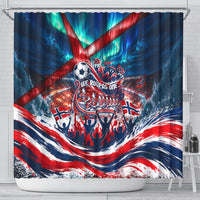 Norway Football Viking Row Shower Curtain Viking Shield Aurora Borealis Dynamic Art