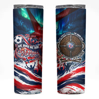 Norway Football Viking Row Skinny Tumbler Viking Shield Aurora Borealis Dynamic Art