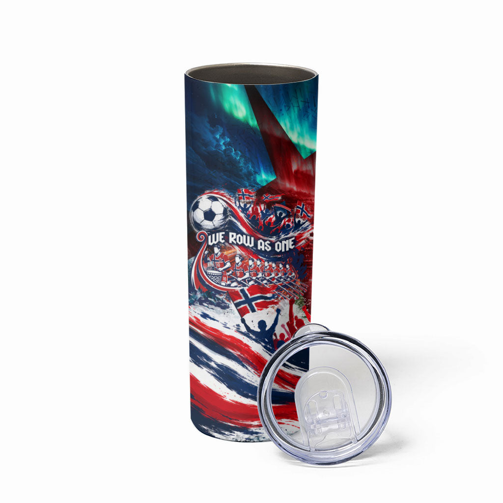 Norway Football Viking Row Skinny Tumbler Viking Shield Aurora Borealis Dynamic Art