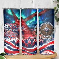 Norway Football Viking Row Skinny Tumbler Viking Shield Aurora Borealis Dynamic Art