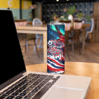 Norway Football Viking Row Skinny Tumbler Viking Shield Aurora Borealis Dynamic Art