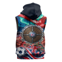 Norway Football Viking Row Sleeveless Hoodie Viking Shield Aurora Borealis Dynamic Art