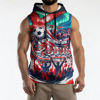 Norway Football Viking Row Sleeveless Hoodie Viking Shield Aurora Borealis Dynamic Art
