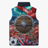 Norway Football Viking Row Sleeveless Puffer Jacket Viking Shield Aurora Borealis Dynamic Art