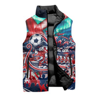 Norway Football Viking Row Sleeveless Puffer Jacket Viking Shield Aurora Borealis Dynamic Art