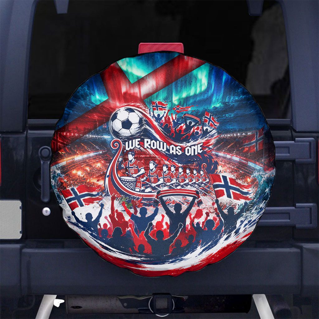 Norway Football Viking Row Spare Tire Cover Viking Shield Aurora Borealis Dynamic Art