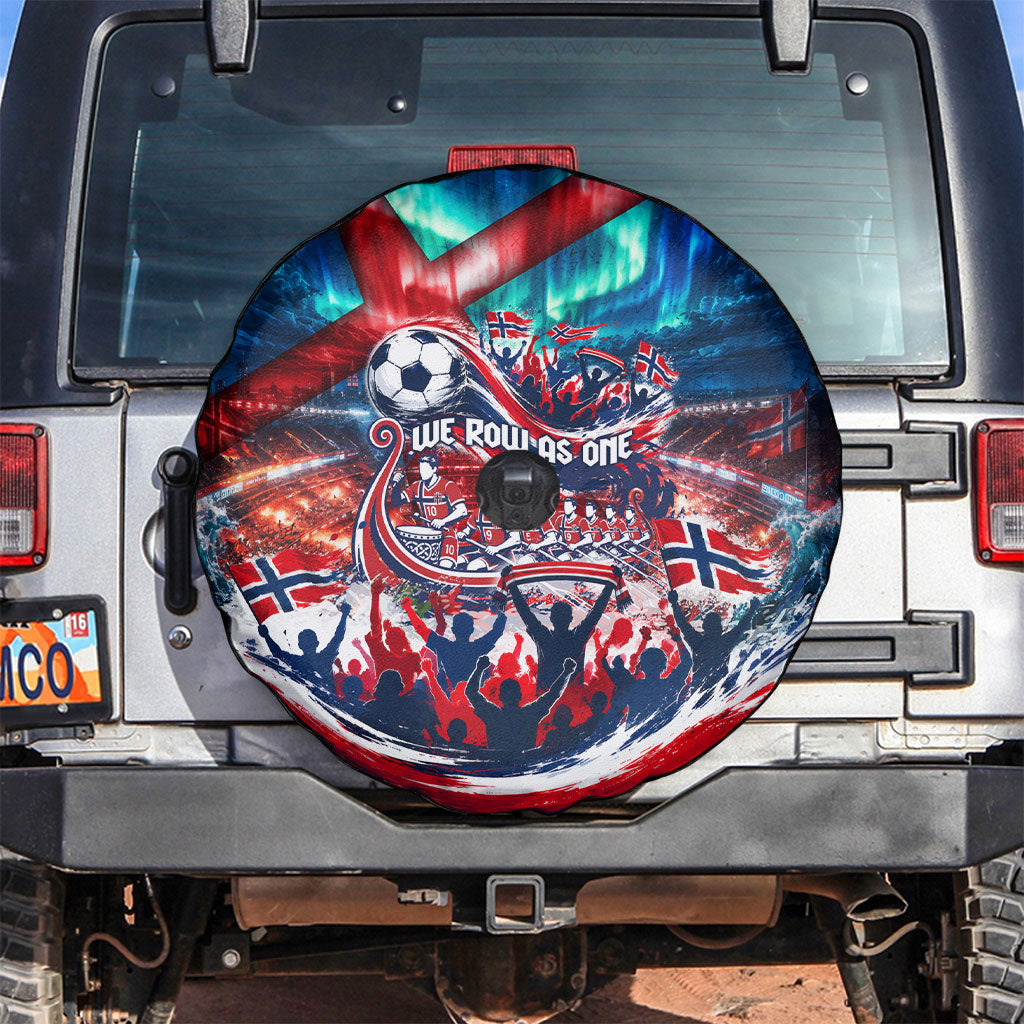 Norway Football Viking Row Spare Tire Cover Viking Shield Aurora Borealis Dynamic Art