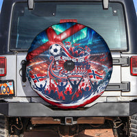 Norway Football Viking Row Spare Tire Cover Viking Shield Aurora Borealis Dynamic Art