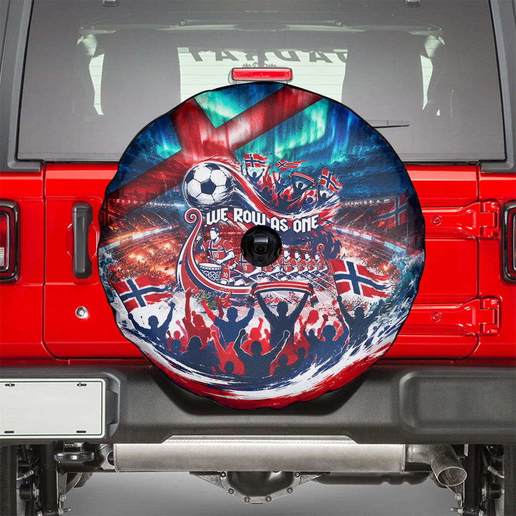 Norway Football Viking Row Spare Tire Cover Viking Shield Aurora Borealis Dynamic Art