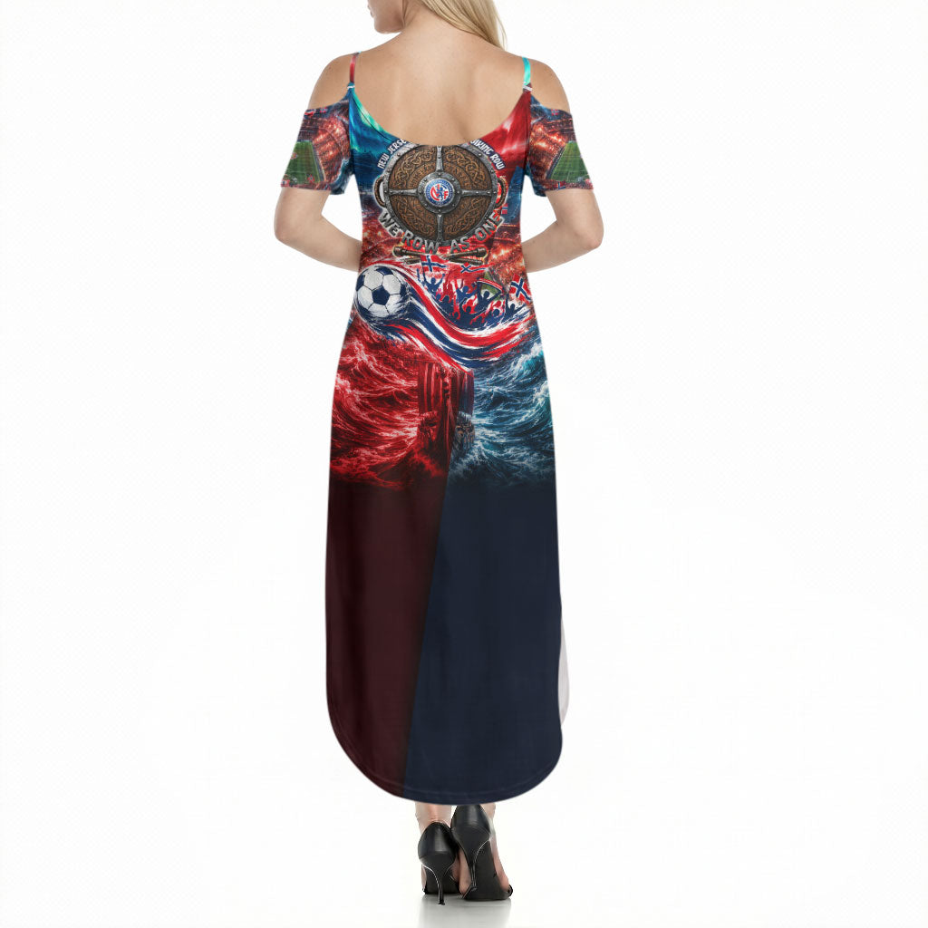 Norway Football Viking Row Summer Maxi Dress Viking Shield Aurora Borealis Dynamic Art
