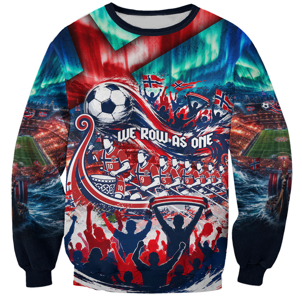 Norway Football Viking Row Sweatshirt Viking Shield Aurora Borealis Dynamic Art