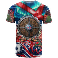 Norway Football Viking Row T Shirt Viking Shield Aurora Borealis Dynamic Art