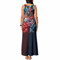 Norway Football Viking Row Tank Maxi Dress Viking Shield Aurora Borealis Dynamic Art