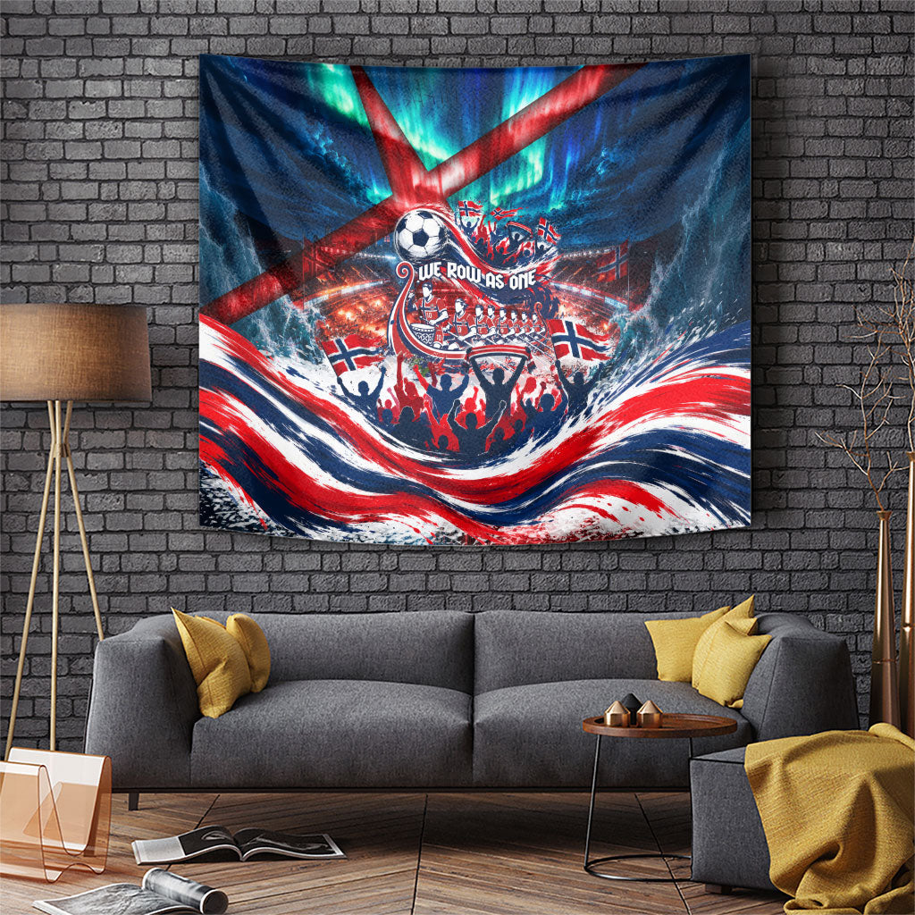 Norway Football Viking Row Tapestry Viking Shield Aurora Borealis Dynamic Art