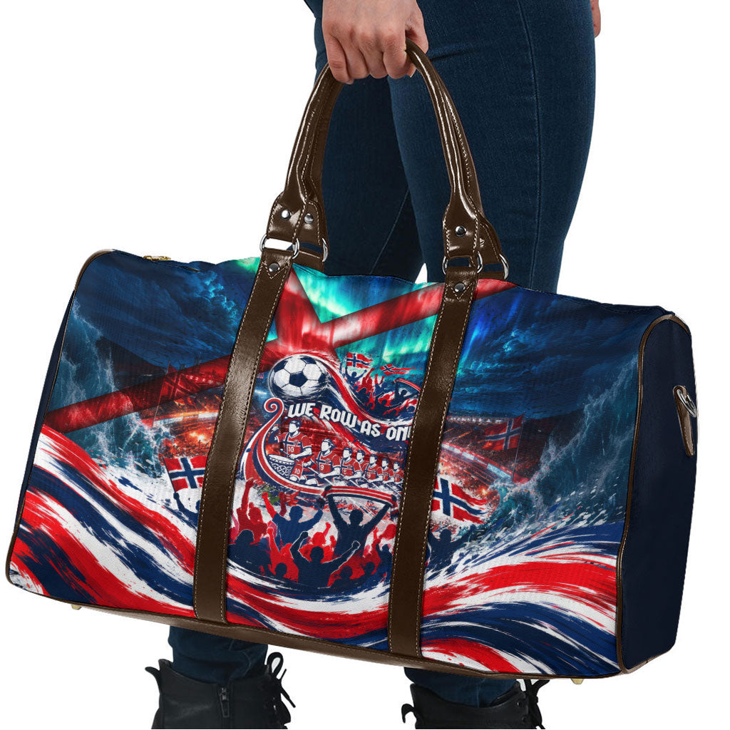 Norway Football Viking Row Travel Bag Viking Shield Aurora Borealis Dynamic Art