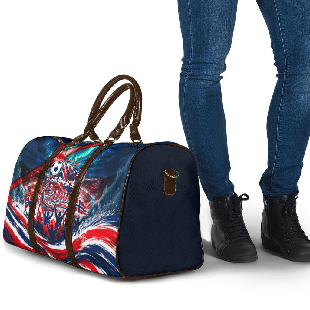 Norway Football Viking Row Travel Bag Viking Shield Aurora Borealis Dynamic Art