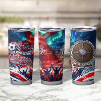 Norway Football Viking Row Tumbler Cup Viking Shield Aurora Borealis Dynamic Art