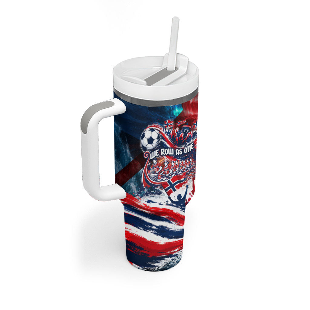 Norway Football Viking Row Tumbler With Handle Viking Shield Aurora Borealis Dynamic Art