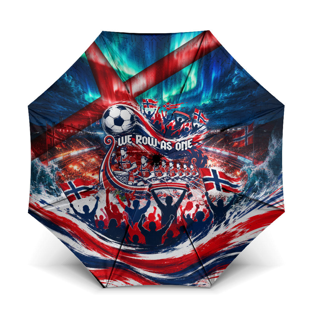Norway Football Viking Row Umbrella Viking Shield Aurora Borealis Dynamic Art