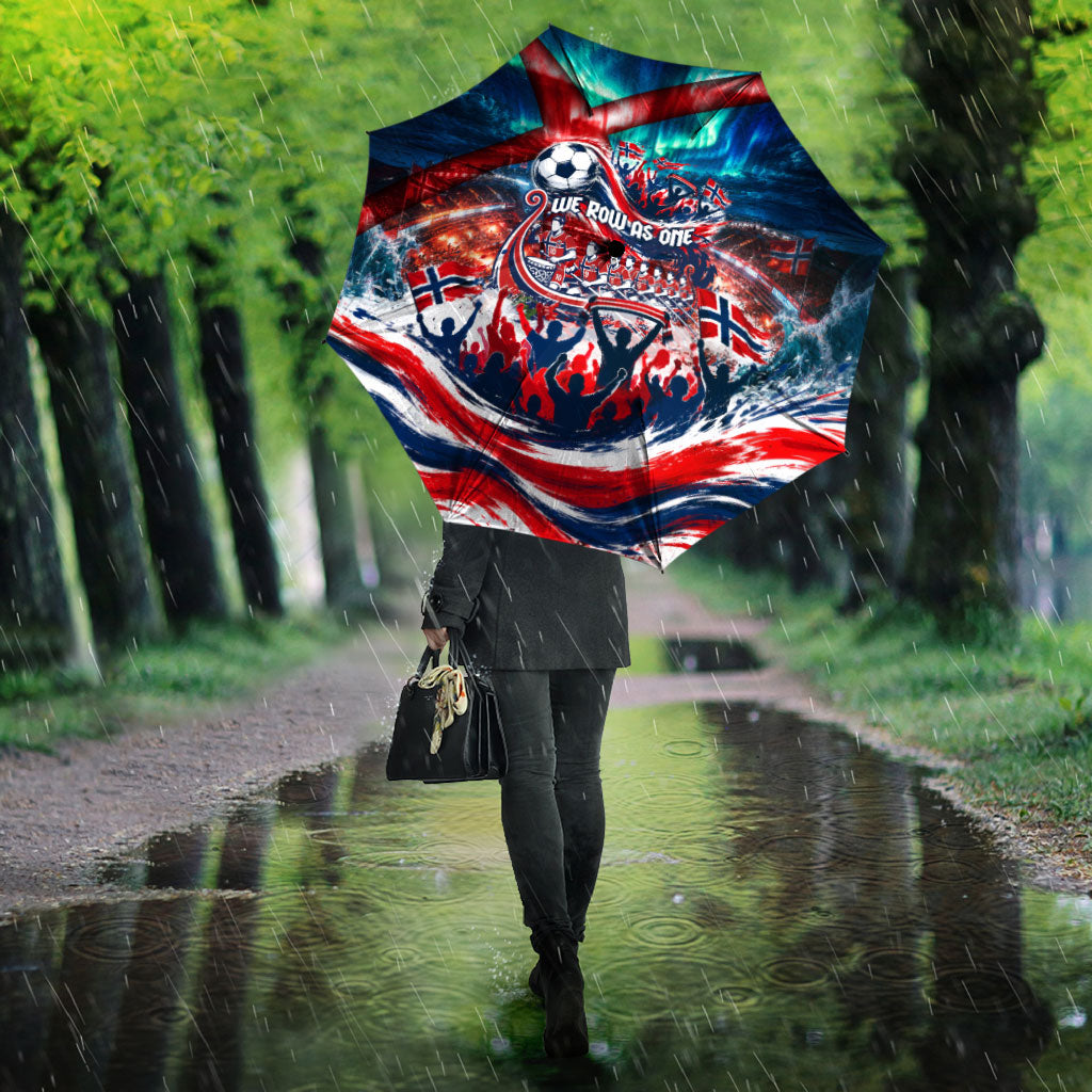 Norway Football Viking Row Umbrella Viking Shield Aurora Borealis Dynamic Art