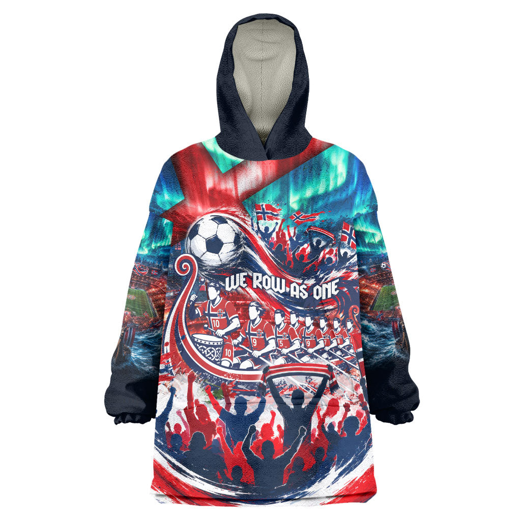 Norway Football Viking Row Wearable Blanket Hoodie Viking Shield Aurora Borealis Dynamic Art