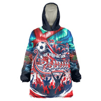 Norway Football Viking Row Wearable Blanket Hoodie Viking Shield Aurora Borealis Dynamic Art