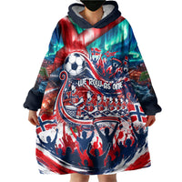 Norway Football Viking Row Wearable Blanket Hoodie Viking Shield Aurora Borealis Dynamic Art