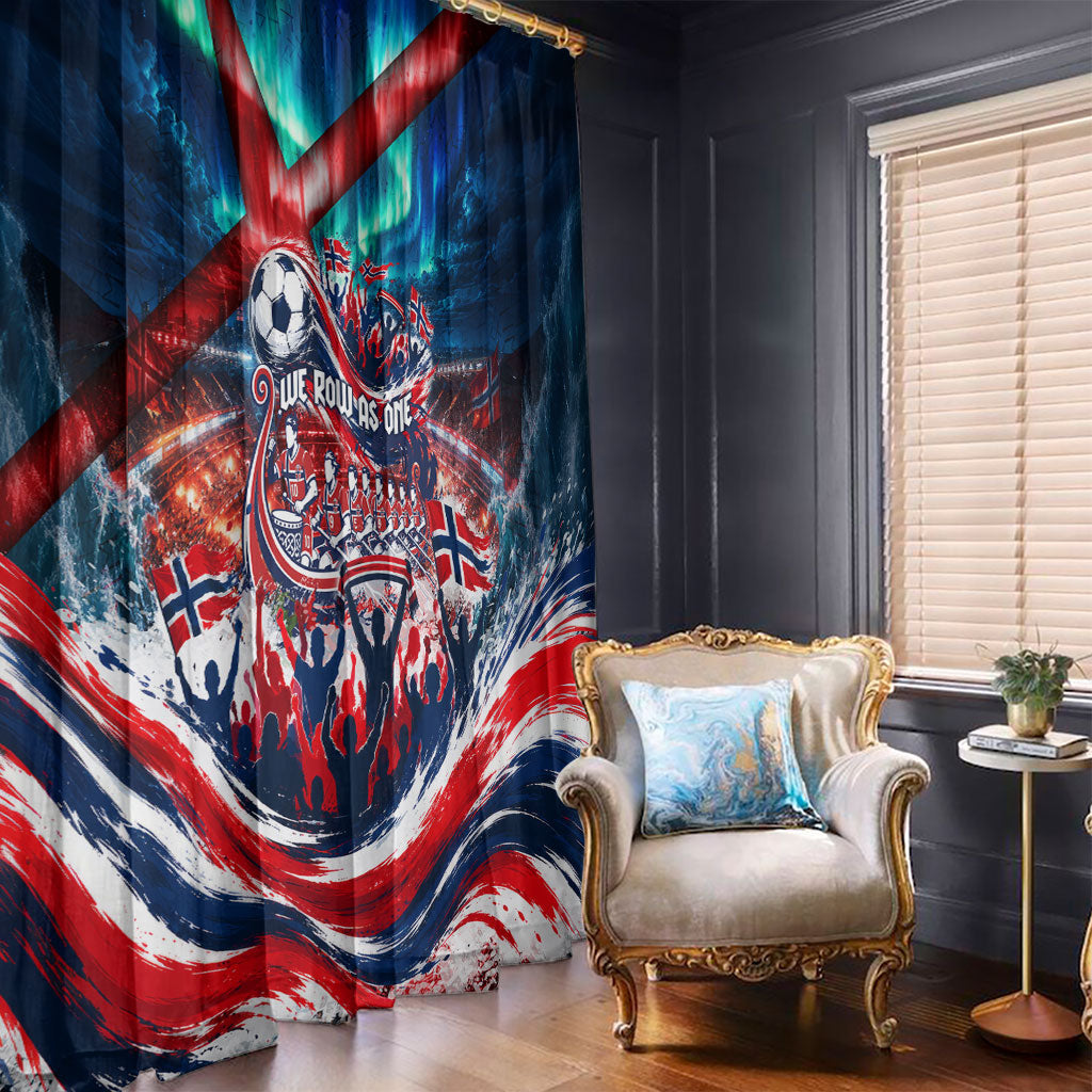 Norway Football Viking Row Window Curtain Viking Shield Aurora Borealis Dynamic Art