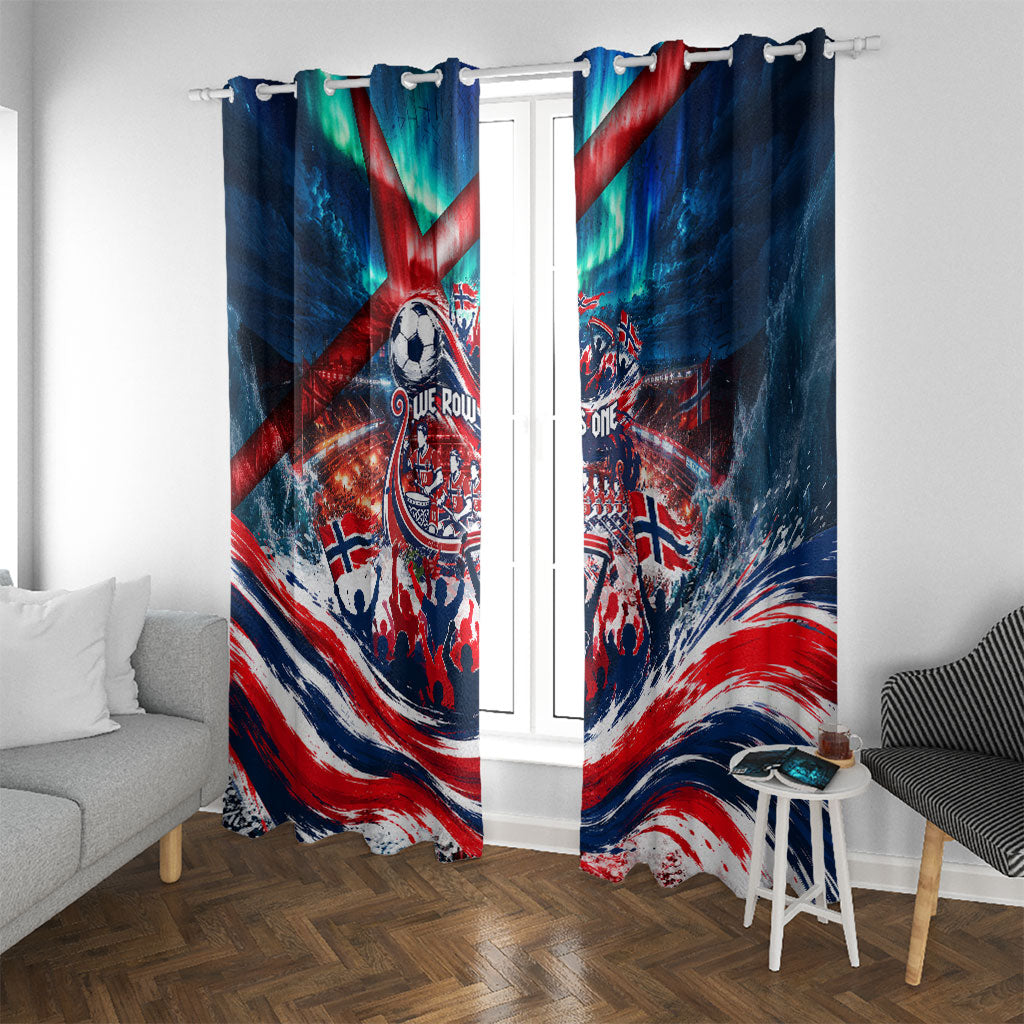 Norway Football Viking Row Window Curtain Viking Shield Aurora Borealis Dynamic Art