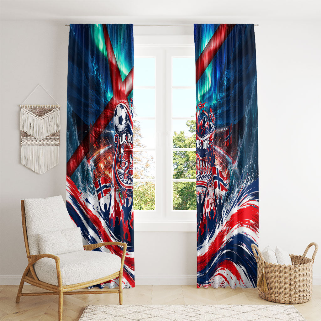 Norway Football Viking Row Window Curtain Viking Shield Aurora Borealis Dynamic Art