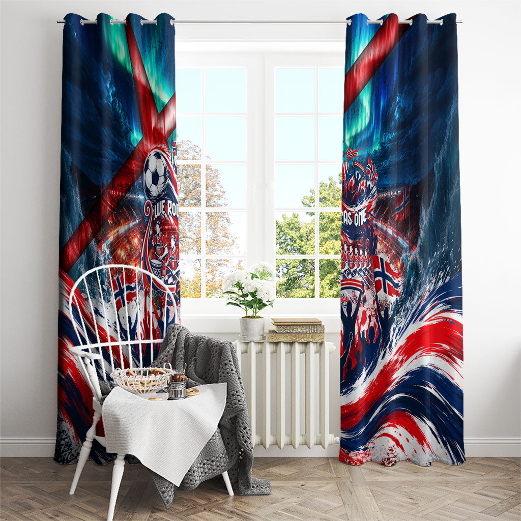 Norway Football Viking Row Window Curtain Viking Shield Aurora Borealis Dynamic Art