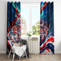 Norway Football Viking Row Window Curtain Viking Shield Aurora Borealis Dynamic Art