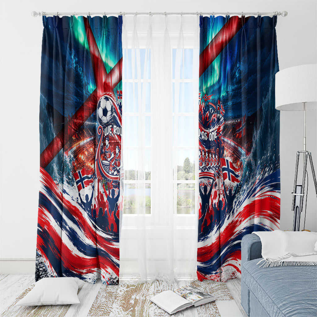 Norway Football Viking Row Window Curtain Viking Shield Aurora Borealis Dynamic Art
