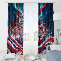 Norway Football Viking Row Window Curtain Viking Shield Aurora Borealis Dynamic Art