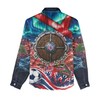 Norway Football Viking Row Women Casual Shirt Viking Shield Aurora Borealis Dynamic Art