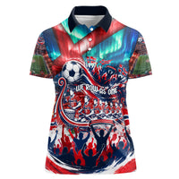 Norway Football Viking Row Women Polo Shirt Viking Shield Aurora Borealis Dynamic Art