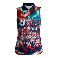 Norway Football Viking Row Women Sleeveless Polo Shirt Viking Shield Aurora Borealis Dynamic Art