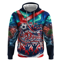 Norway Football Viking Row Zip Hoodie Viking Shield Aurora Borealis Dynamic Art