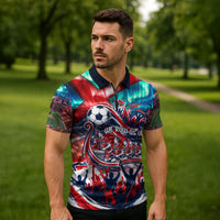 Norway Football Viking Row Zipper Polo Shirt Viking Shield Aurora Borealis Dynamic Art