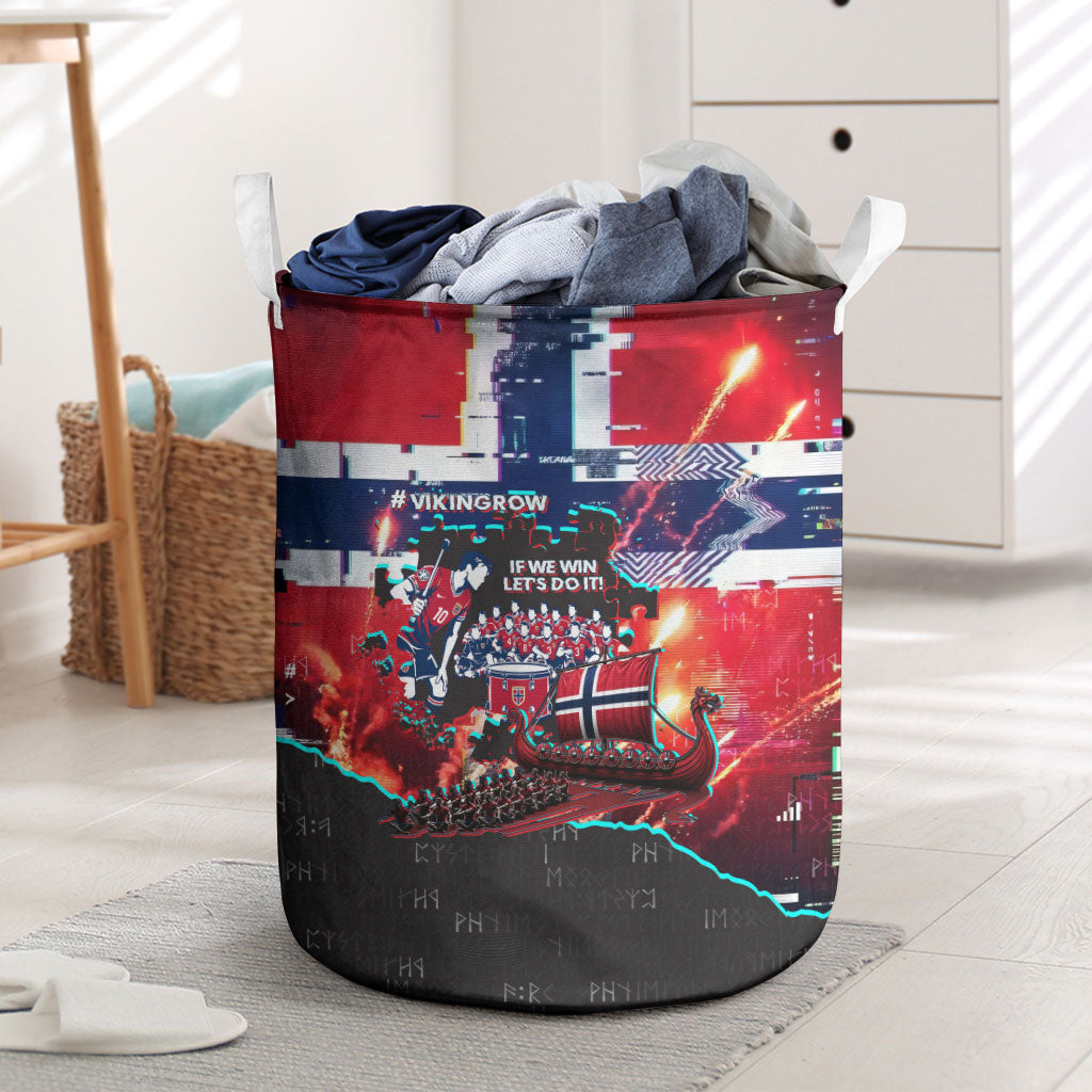 Norway Football Viking Row Laundry Basket Flag Nordic Footballer - If We Win Lets Do It