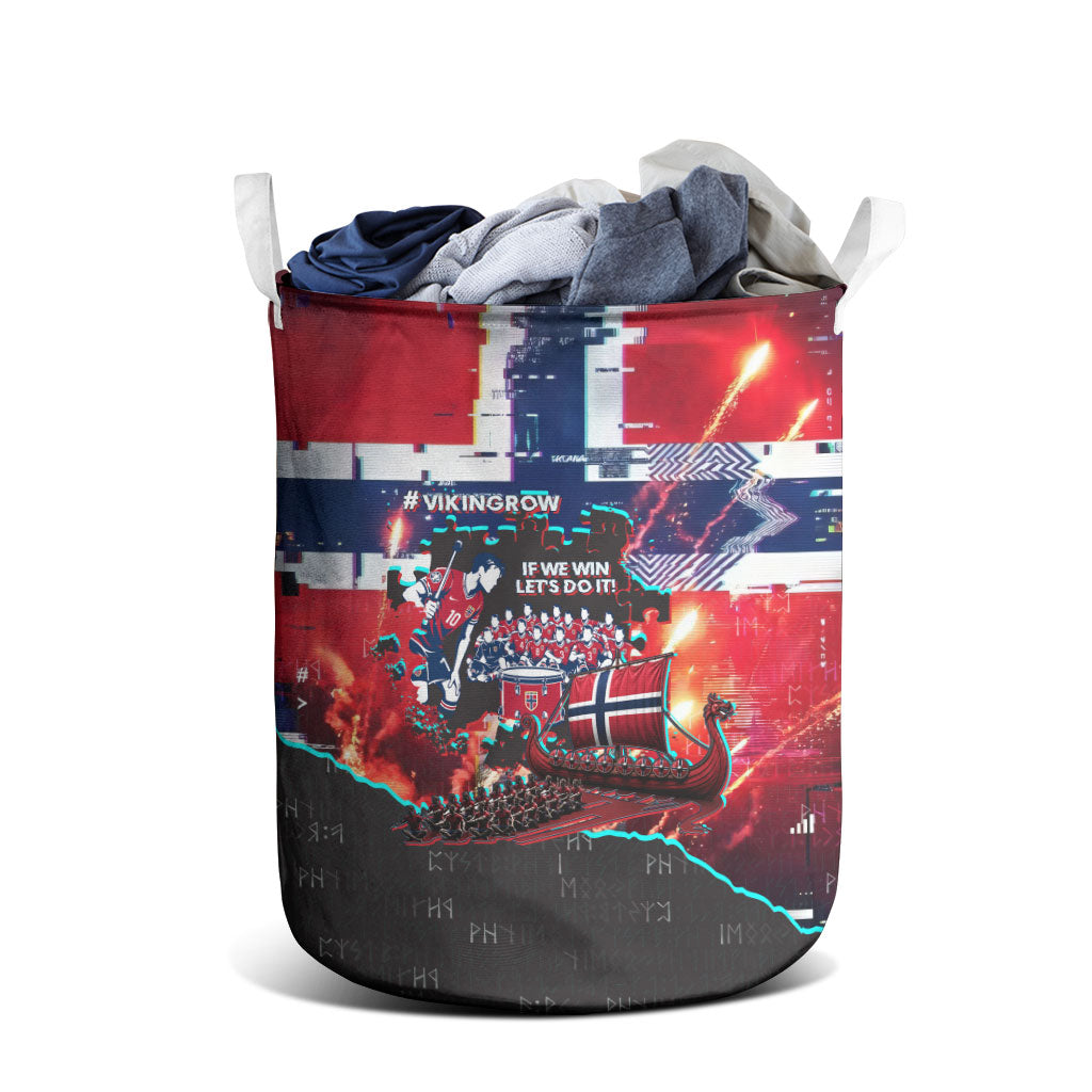 Norway Football Viking Row Laundry Basket Flag Nordic Footballer - If We Win Lets Do It